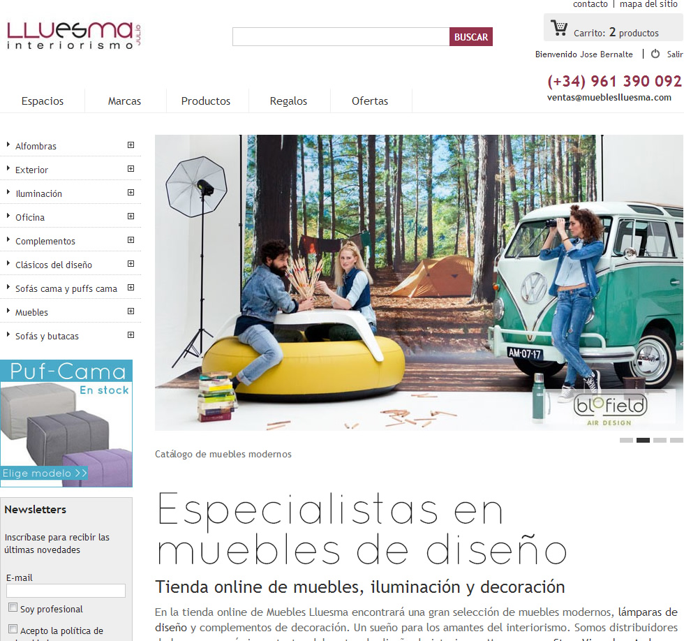 Diseño web tienda online Muebles Lluesma en 2013