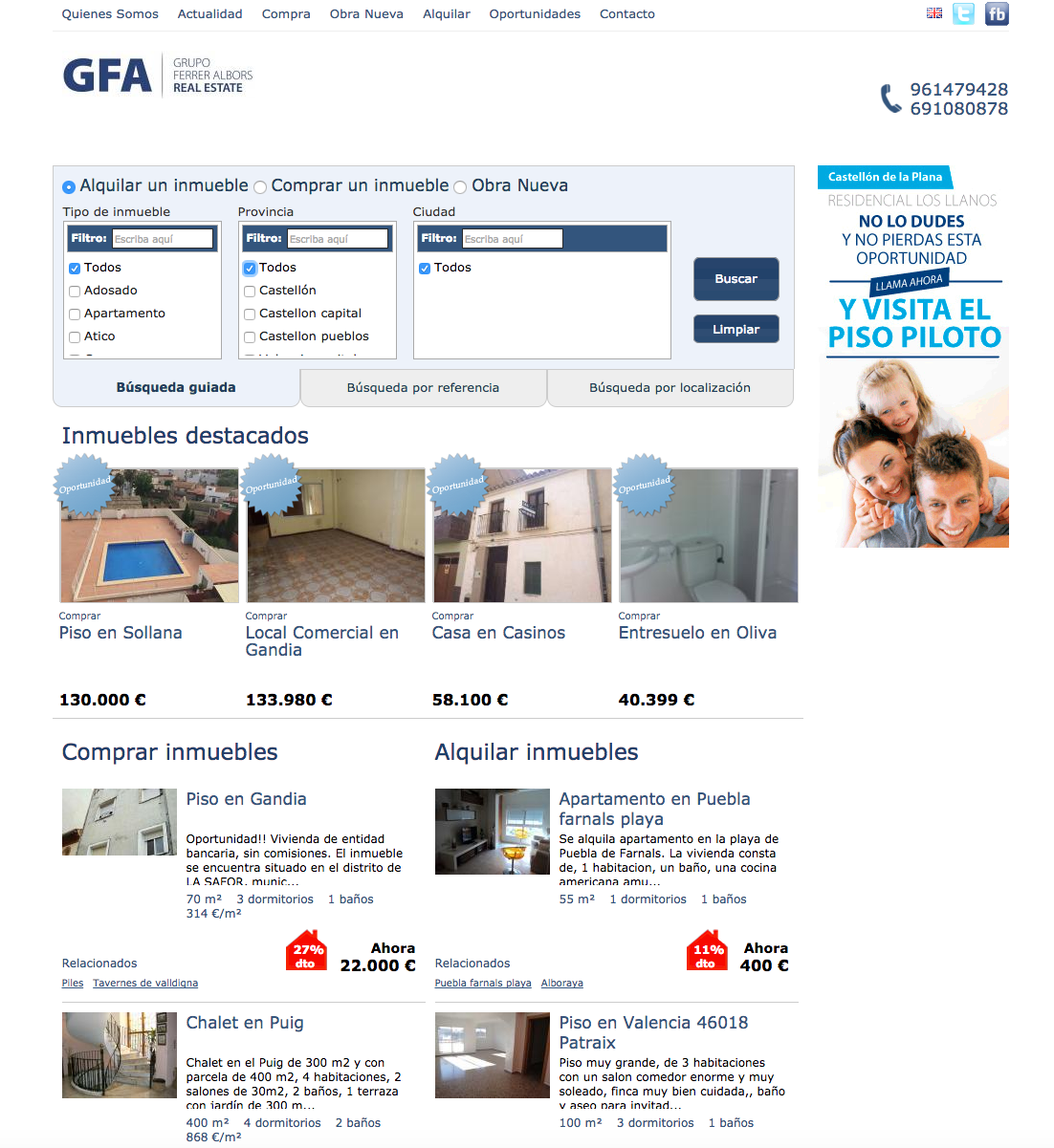 Diseño de web a medida GFA Grupo Ferrer Albors