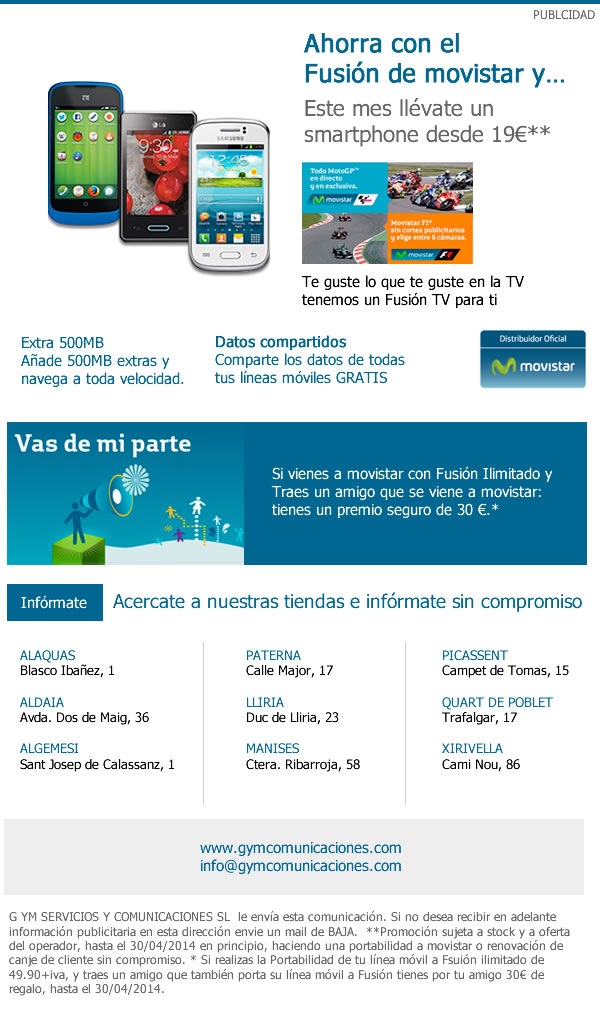 Diseño de newsletter para GYM Movistar