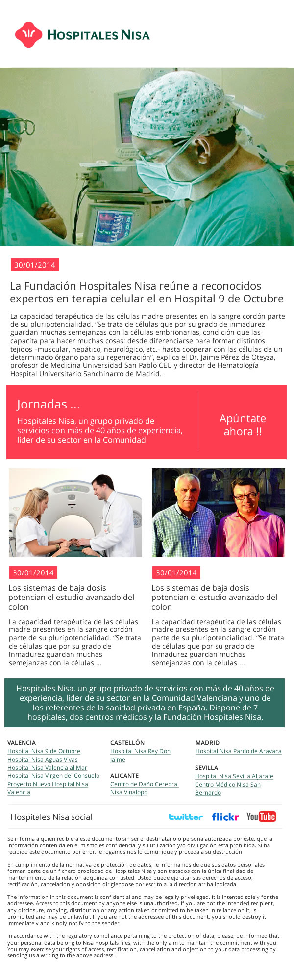 Diseño de newsletter para Hospitales Nisa