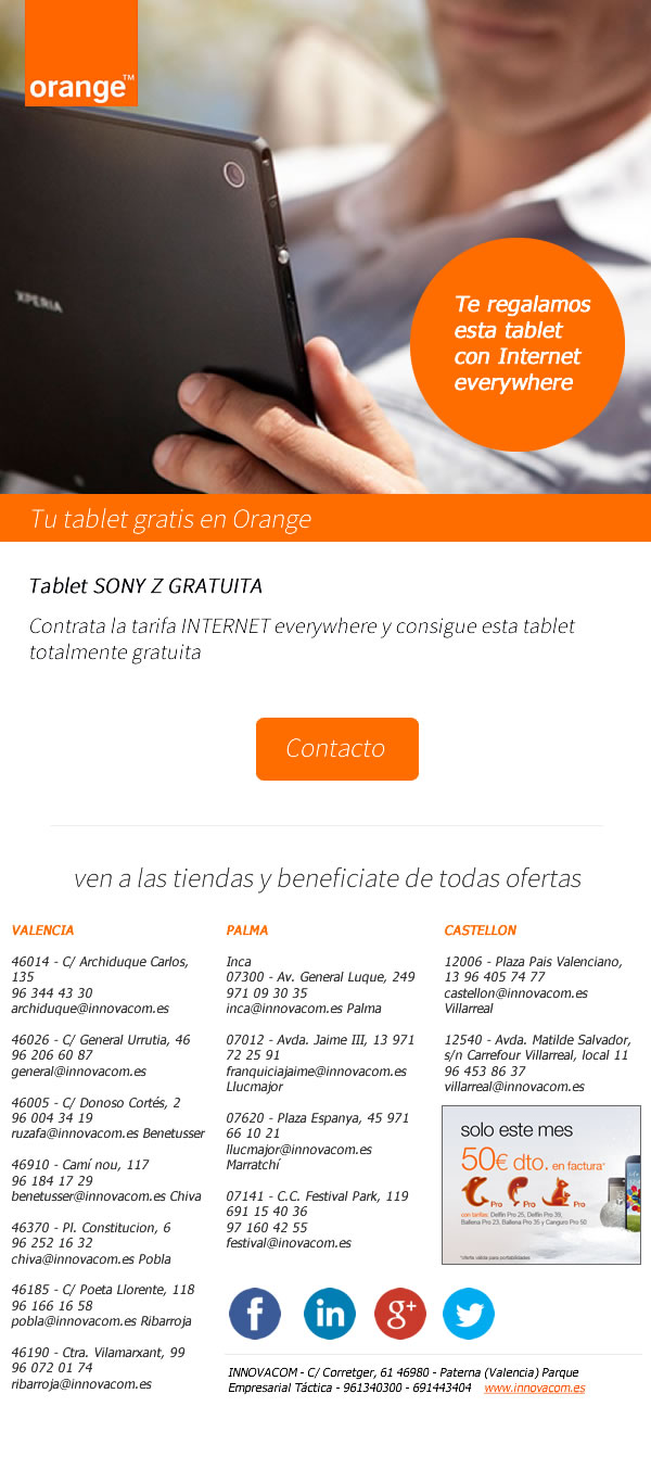 Diseño de newsletter para Orange Valencia