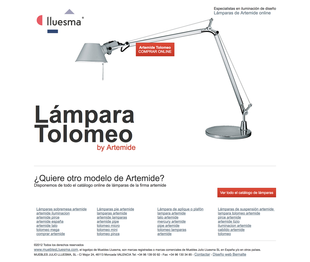 Landing page Artemide diseño home