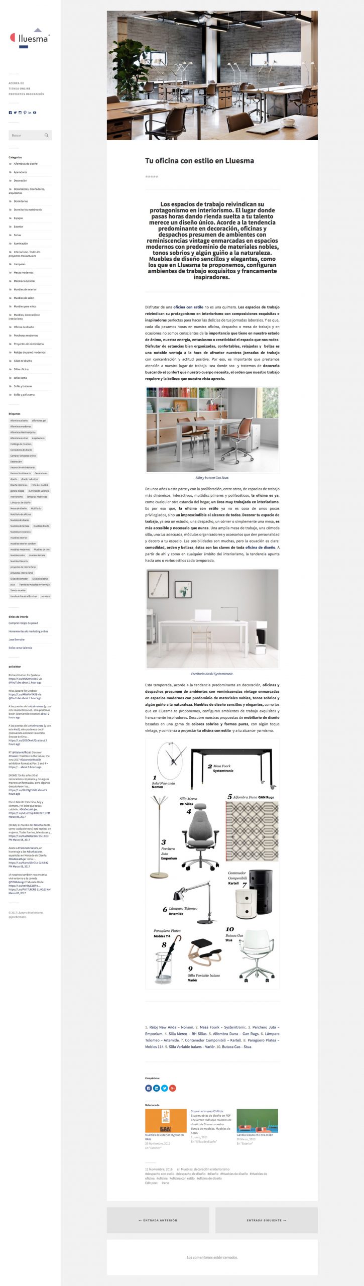 Diseño de pagina web blog artículo con fotos