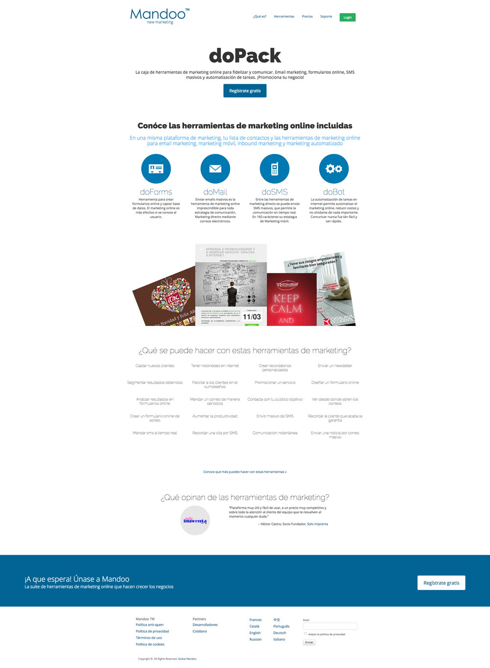 Diseño página web herramientas de marketing