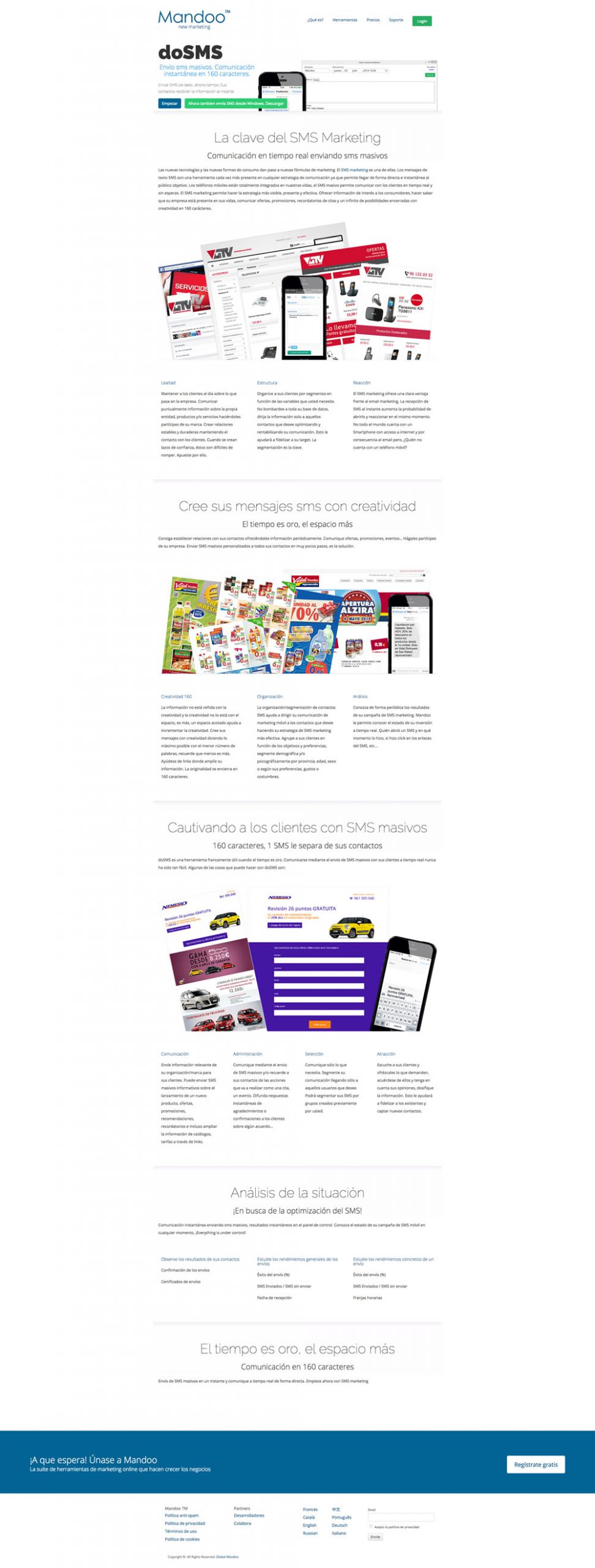 Diseño página web de SMS marketing Mandoo