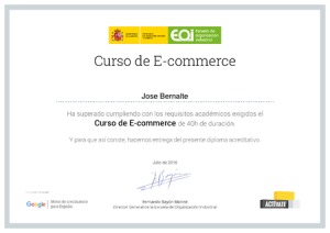 Certificado EOI Curso E-Commerce