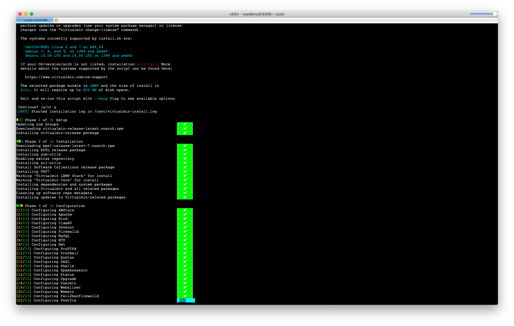 Instalación de Virtualmin por SSH