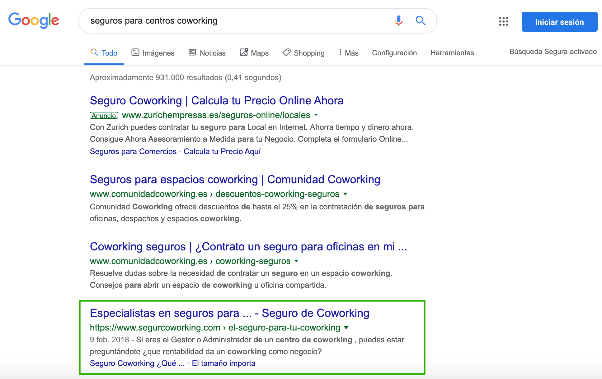 Posicionar en Google keyword seguros