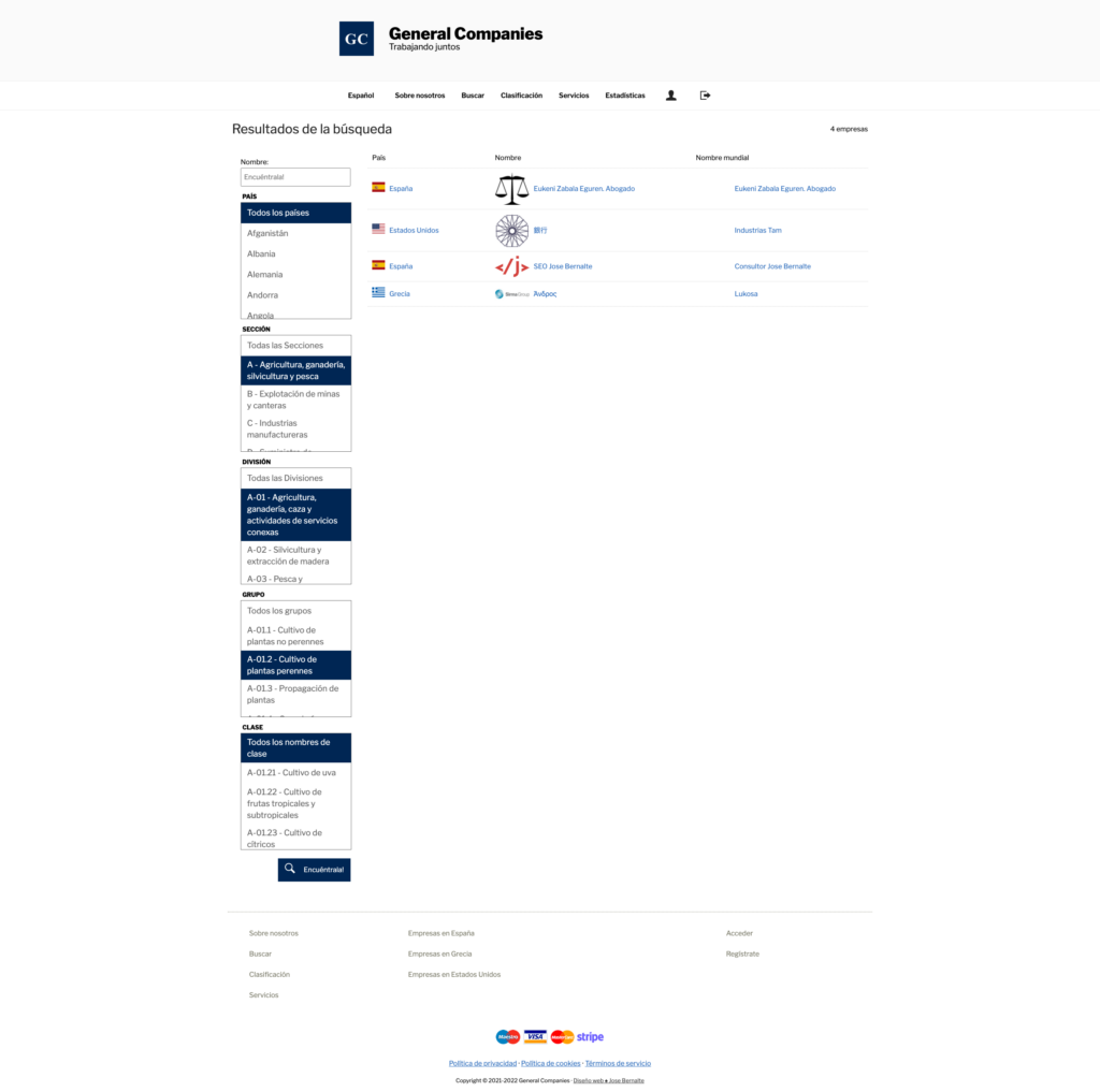 Desarrollo Web Filtros de empresas